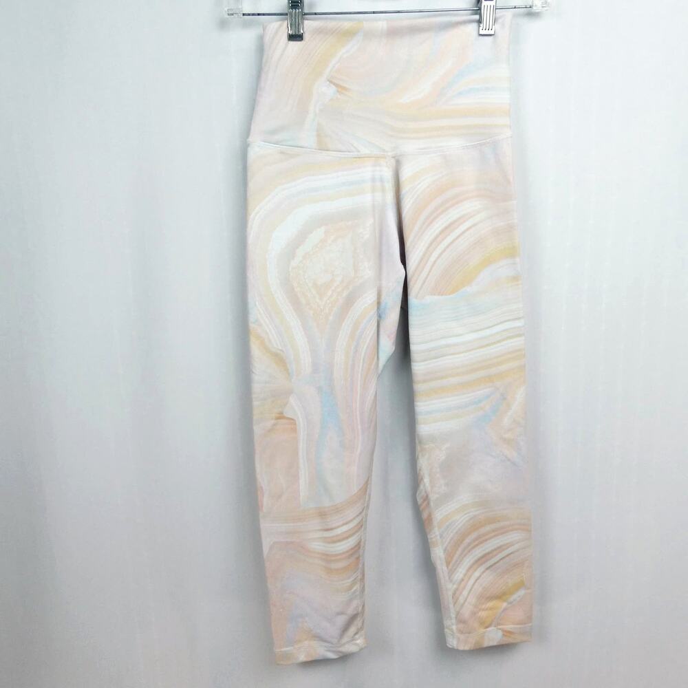 DYI Define Your Inspiration Marble Swirl Leggings Sz M Pink Cream Desert Pastels